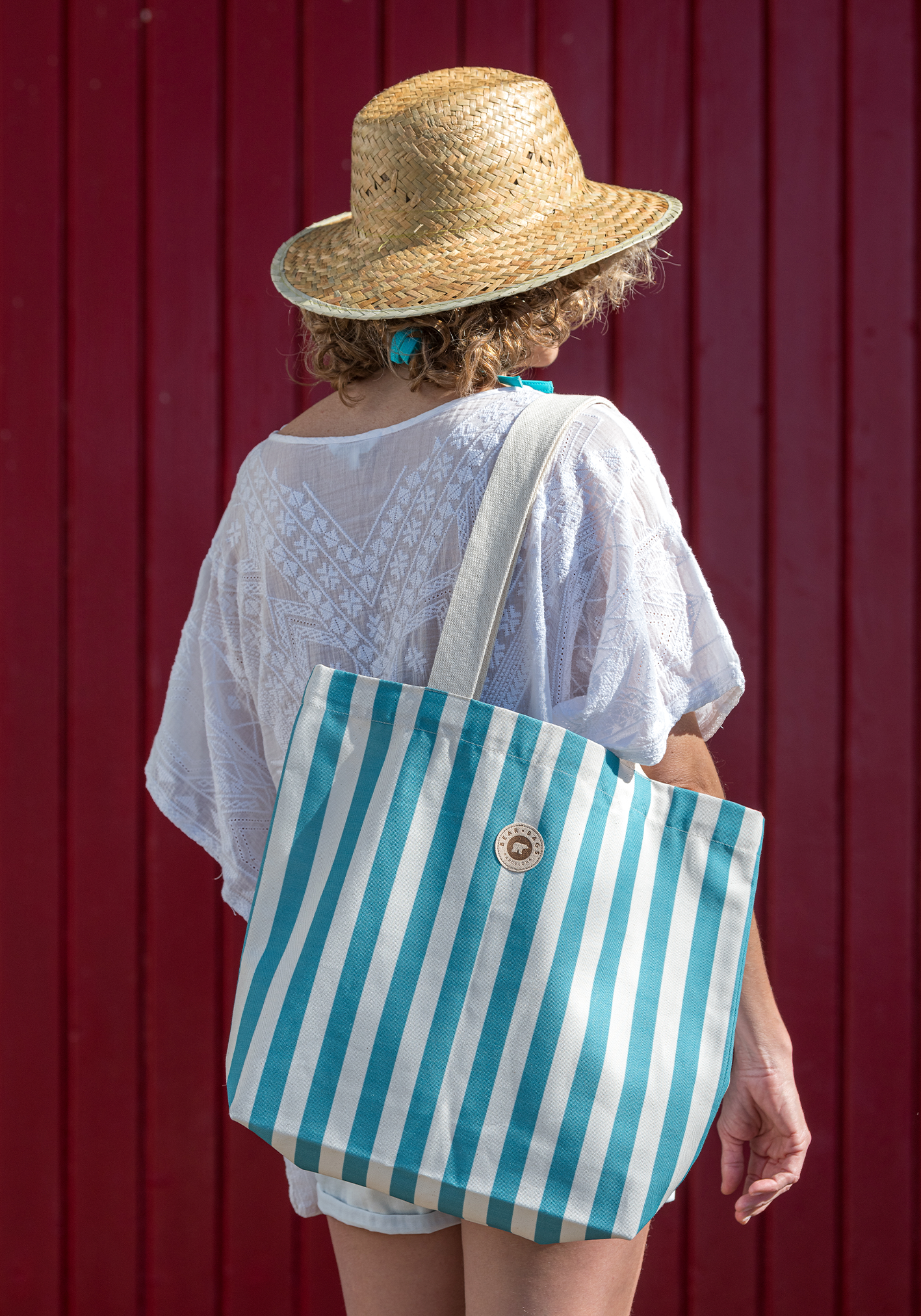 TOTE BAG STRIPES TURQUOISE