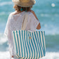 BEACH BAG STRIPES TURQUOISE