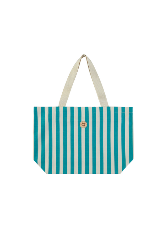 BEACH BAG STRIPES TURQUOISE